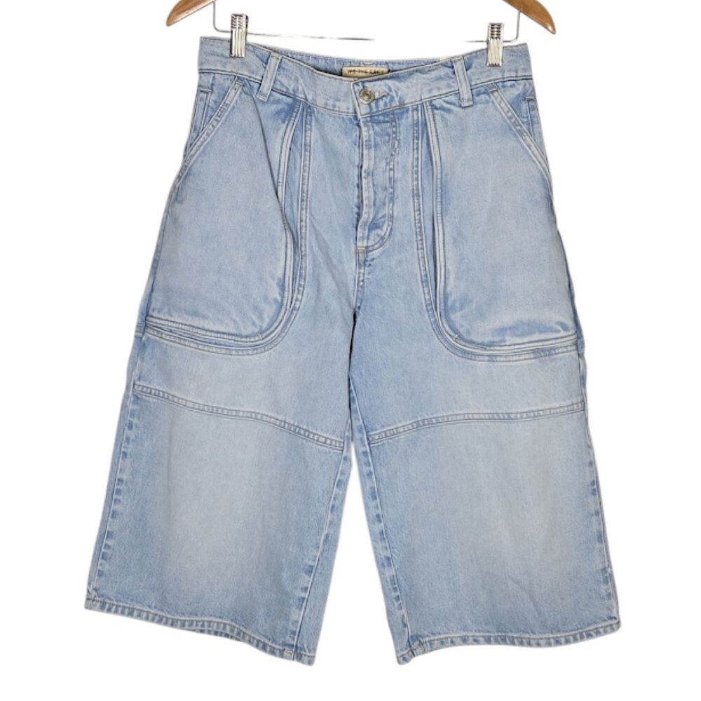 FREE PEOPLE WTF Havasu Slouchy Cropped Jeans blue Size 26 NWT - Picture 2 of 9
